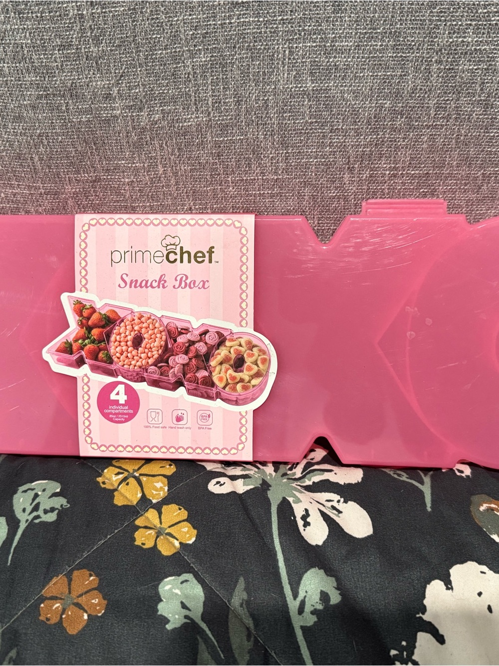 TWO Pink Snack Boxes- 4 Compartment Food Storage (each)